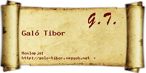 Galó Tibor névjegykártya